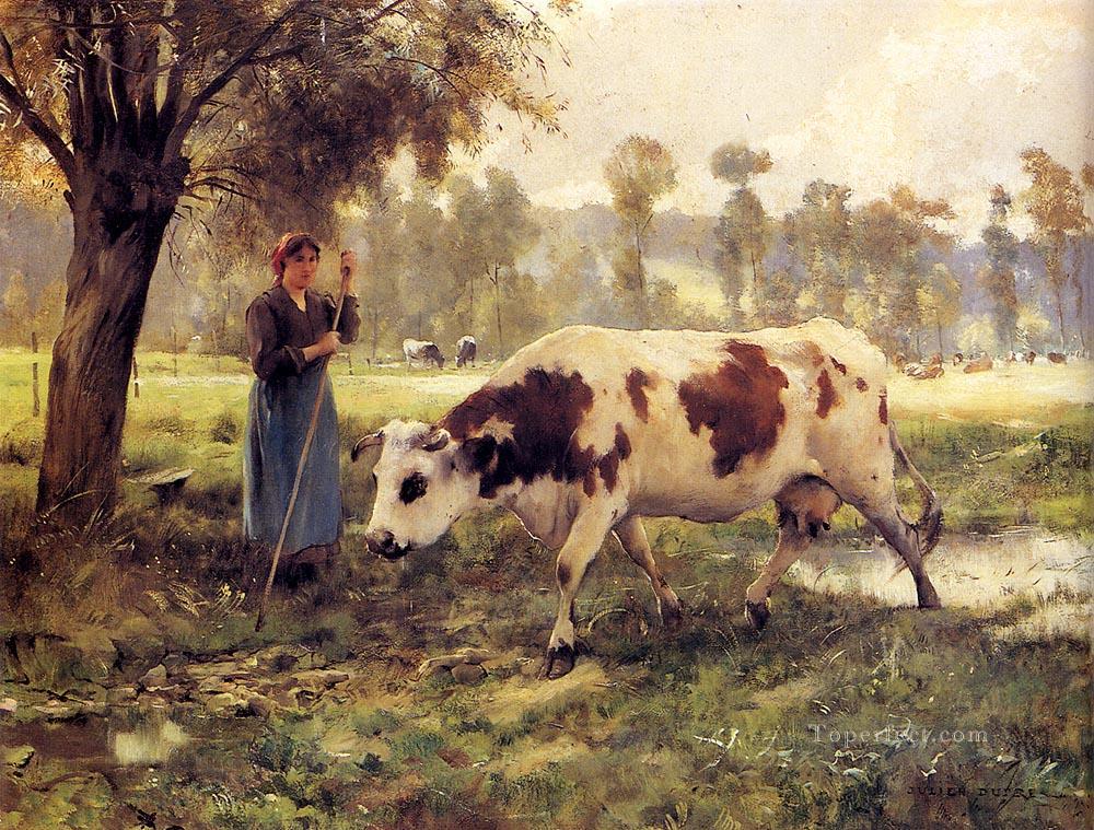 Cows At Pasture farm life Realism Julien Dupre Oil Paintings